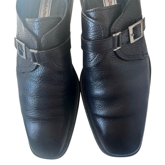 Sandro Moscoloni Leather Single Monk Strap Dress Shoes In Black Size 11 - Picture 6 of 9